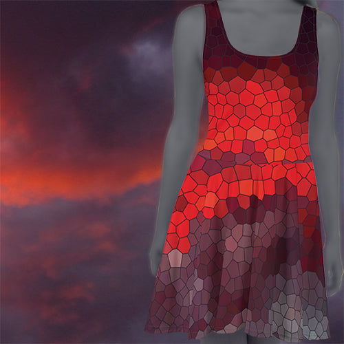 Skater Dress All Over Print Stained Glass Sunset by MoonShine NM