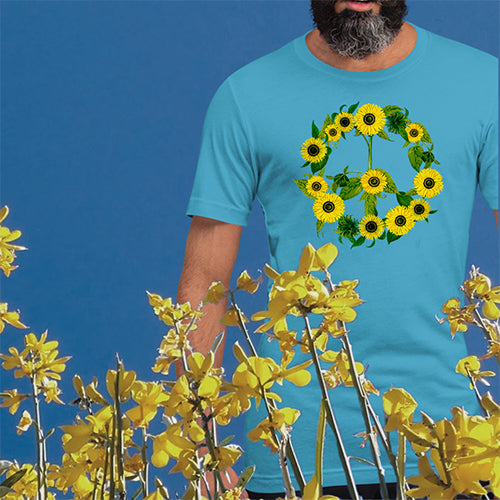 Short-Sleeve Unisex T-Shirt Sunflower Peace Sign Ukraine Colors by  MoonShine NM